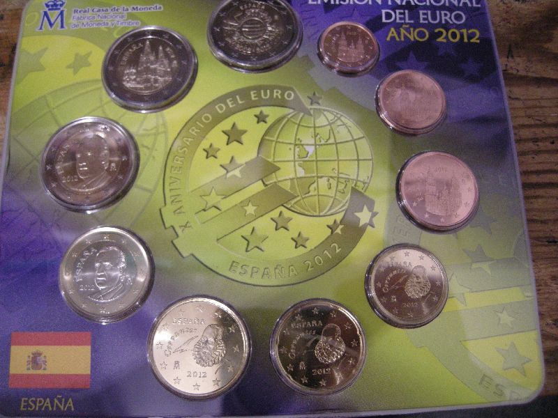 (afbeelding voor) BU set Spanje 2012 met 3 x 2 euromunt